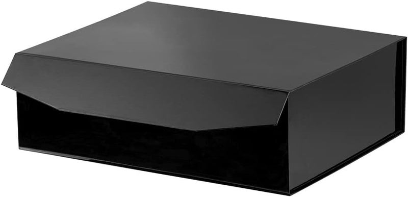 PACKGILO 1 Pcs Black Extra Large Gift Box with Lid, 16.5 x 13 x 5.3 Inches, Hard Magnetic Giant Gift Boxes for Presents Clothes Robe Wedding Dress Sweater,Reusable Foldable Bridesmaid Proposal Box - Image 1